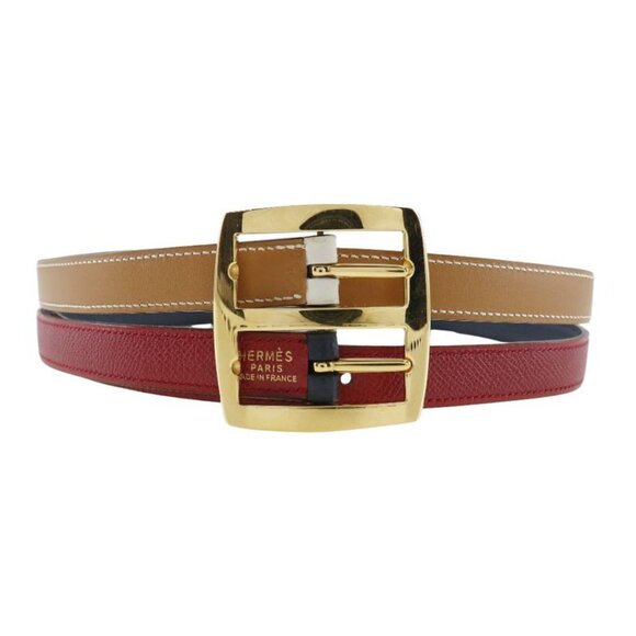 Hermes Reversible Courchevel Swift Blue Indigo Rouge Vif 0 Belt main image 10